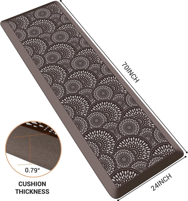 Mattitude 4/5 Inch Kitchen Mat, 24x70in Heavy Duty Ergonomic Comfort Foam Standing Desk Mat, Waterproof Non-Slip Standing Mats and Rugs for Kitchen, Office, Khaki - Image 2