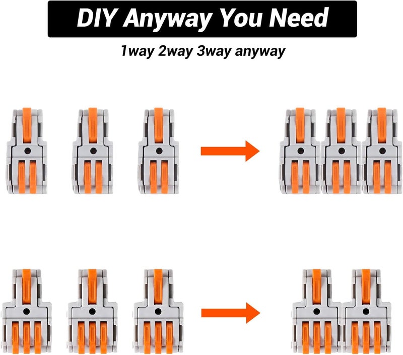 AITIAO 32Pcs Lever Wire Connectors, 1/2/3/4/5 Conductor Combination DIY Mini Compact Splicing Assortment Quick Electrical Connector Kit for 24-12 AWG - Image 4