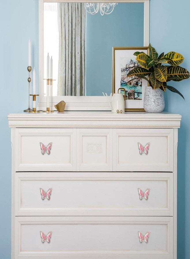 Xinally Butterfly Cabinet Knobs,6 Pieces Butterfly Knobs Single Hole Pulls Handles Decorative Door Cabinet Drawer Cupboard Furniture Door Wardrobe (Pink) - Image 3