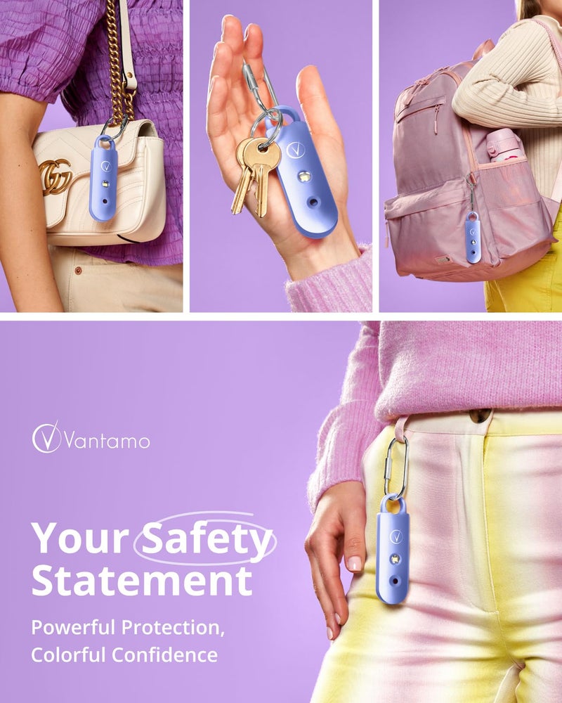 Vantamo Personal Alarm for Self Defense with Low Battery Notice, Strobe Light & Extra Loud 130 dB Double Speakers Safety Keychain Set for Women, Rechargeable Panic Button for Womens Self Defense - Image 5