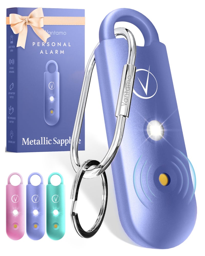 Vantamo Personal Alarm for Self Defense with Low Battery Notice, Strobe Light & Extra Loud 130 dB Double Speakers Safety Keychain Set for Women, Rechargeable Panic Button for Womens Self Defense - Image 1