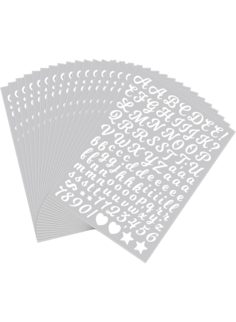 سيوسي Mini Alphabet Stickers, 0.5" Cursive Letter Decals, Waterproof Vinyl DIY Stickers for Water Bottles, Scrapbooks, Mailbox Labels & Crafts,1/2 Inch Small Font Sticker (30-Sheet, White) - Image 2