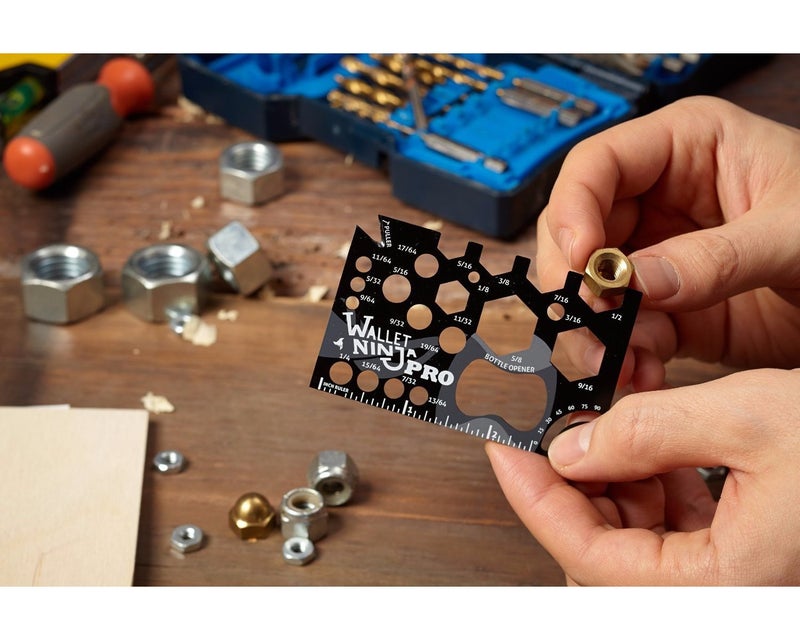Wallet Ninja PRO: 26 in 1 Credit Card Multitool (Measure Bits & Bolts, Wrenches, Protractor, Bottle Opener) - Image 3