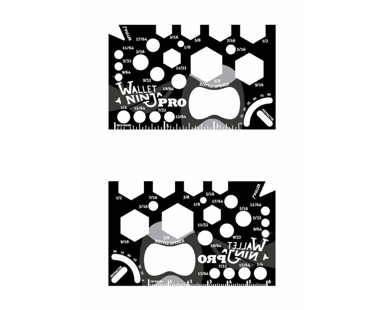 Wallet Ninja PRO: 26 in 1 Credit Card Multitool (Measure Bits & Bolts, Wrenches, Protractor, Bottle Opener) - Image 1