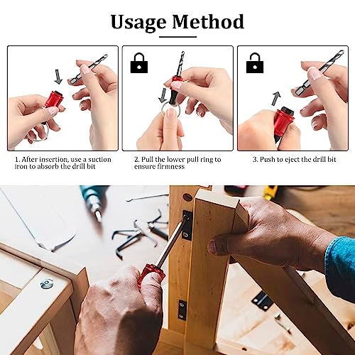 Tzdxfgl 18Pcs Bits Holder Keychain, 1/4" Hex Shank Screwdriver Bits Holder, Quick-change Extension Bar Keychain Drill Screw Adapter with Black Carabiner, Portable Bit Holder for Drill - Image 5