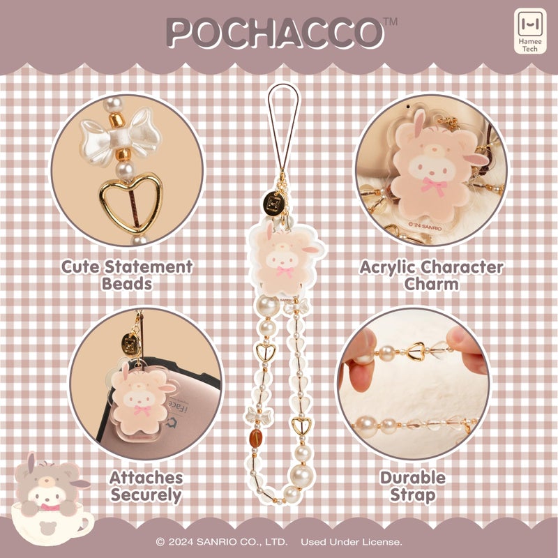 iFace Hello Kitty and Friends Beaded Wristlet Universal Charm Strap [Latte Bear Series] â€“ Cute Wrist Strap for Cell Phone Camera Keys AirPods - Pochacco - Image 1