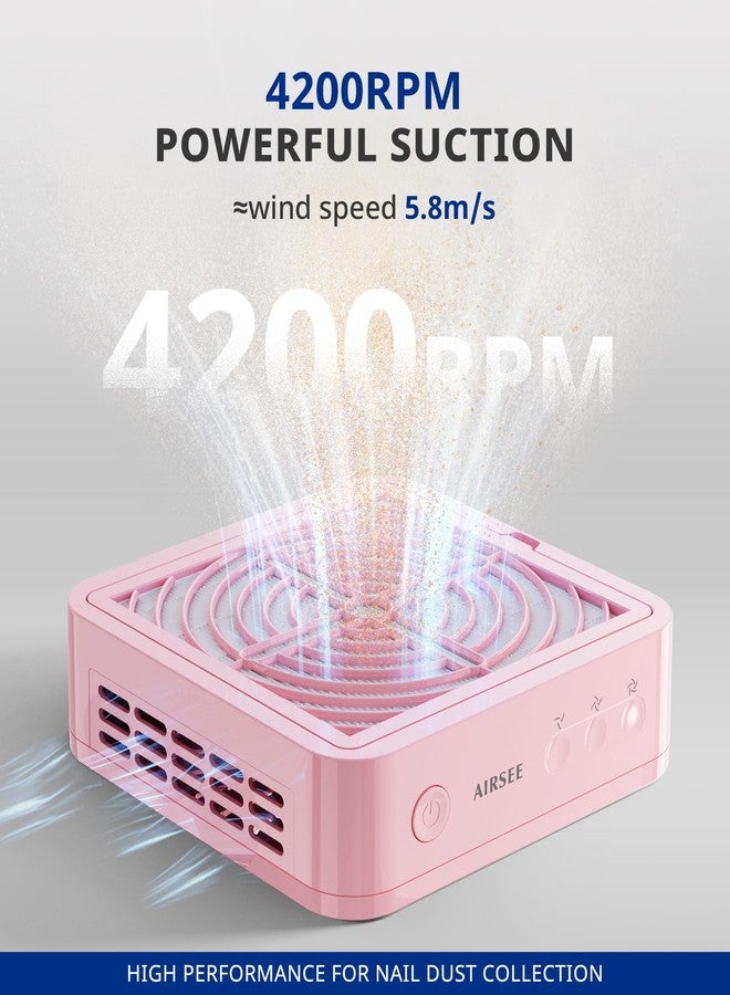 AIRDEE جهاز شفط غبار الأظافر القوي من AIRSEE، مزود بمروحة شفط مطورة بسرعة 4200 دورة في الدقيقة، مثالي لتلميع الأظافر الأكريليك والعناية بالأظافر في الصالونات والمنازل، ND503 - Image 2