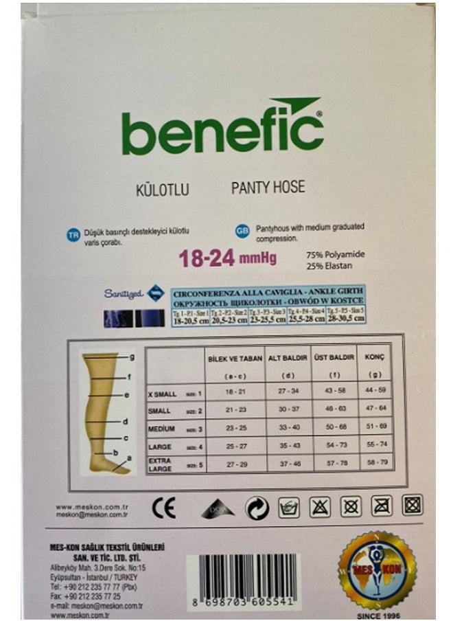benefic - PANTYHOSE ELASTIC VARICOSE STOCKING  / Open Toe Compression 18-24 mmHg - Image 1