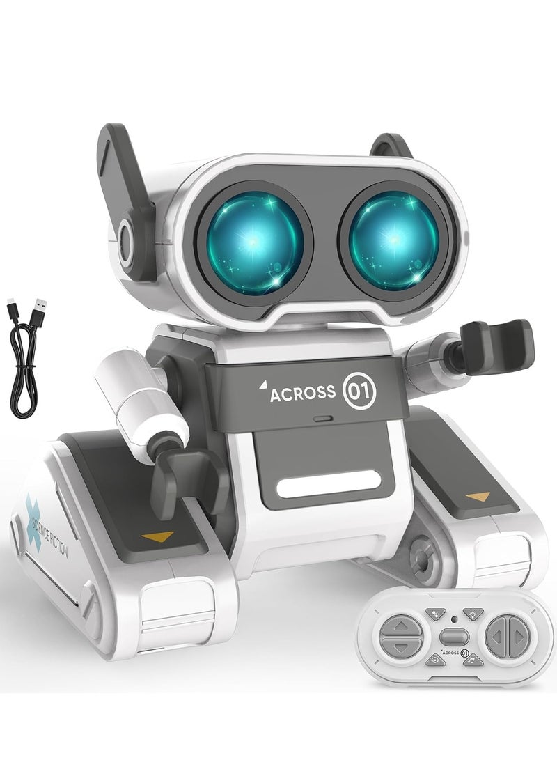 Remote Control Toy Robots RC Robots for Kids with LED Eyes Flexible Head  Arms  Dance Moves and Music Birthday for Kids Age 3 4 5 6 7 8 9 Grey - Image 1