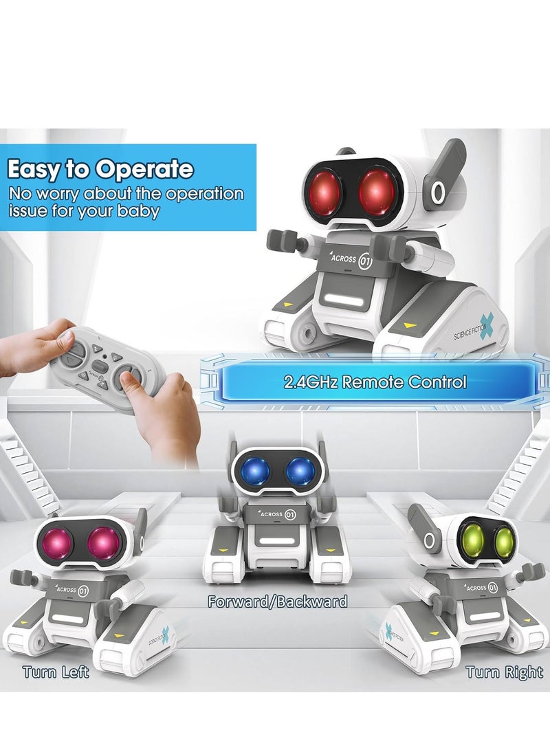 Remote Control Toy Robots RC Robots for Kids with LED Eyes Flexible Head  Arms  Dance Moves and Music Birthday for Kids Age 3 4 5 6 7 8 9 Grey - Image 4