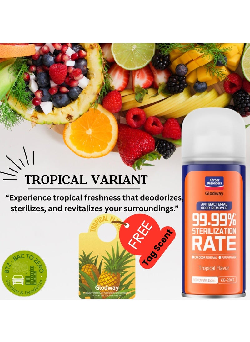 Glodway Car Air Refresher Spray, Odor Eliminator with Tropical Scent, 150 ml - Image 1