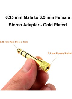 Generic 2 Pack 6.35mm Male Plug to 3.5mm Female Socket 1/4 to 1/8 inch Stereo Audio Jack Adapter  - Image 2