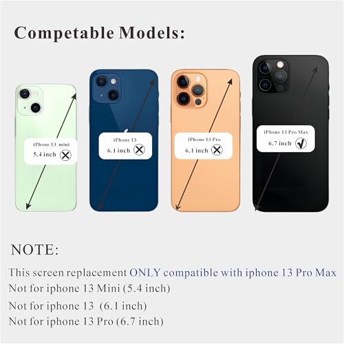 passionTR for iPhone 13 Pro Max LCD Screen Replacement Kit, 6.7'' A2643 A2484 A2641 A2644 A2645 Screen Digitizer 3D Touch Assembly Repair Part with 120Hz ProMotion - Image 2