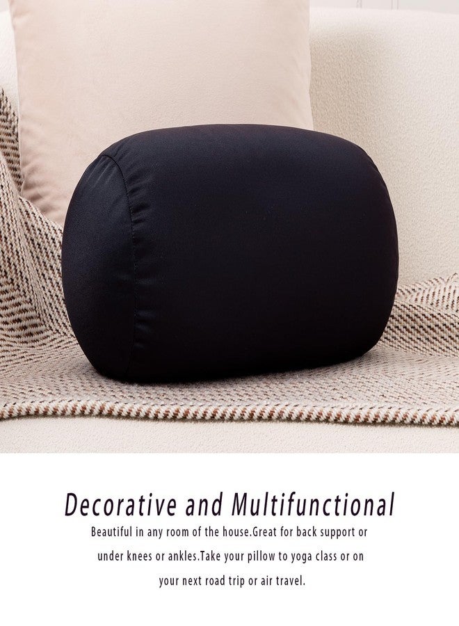 Focustree Squishy Microbead Bean Neck Pillow 2Pcs Bolster Tube Body Pillow for Sleeping Smooth Cool Touch Fabric Neck & Back Support Throw Travel Pillow Fun Colors (Dark Black 2Pcs) - Image 4