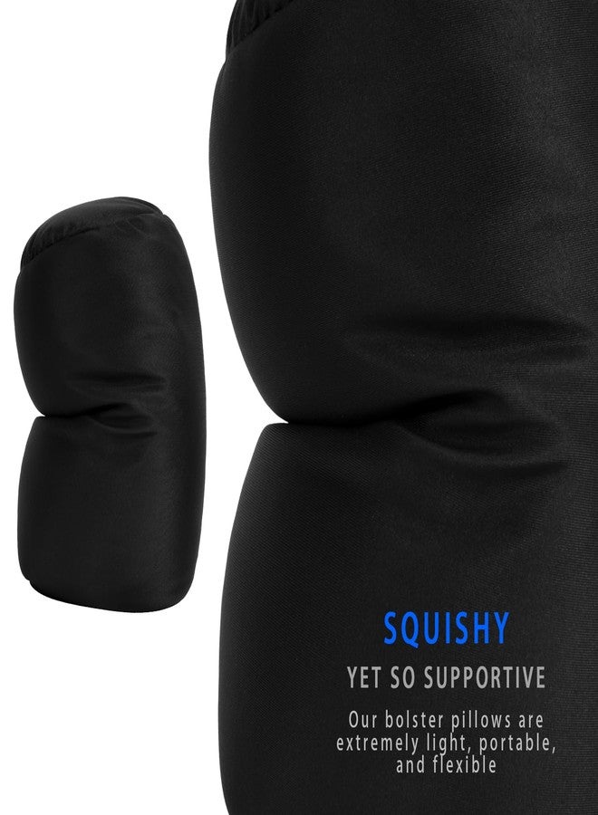 Focustree Squishy Microbead Bean Neck Pillow 2Pcs Bolster Tube Body Pillow for Sleeping Smooth Cool Touch Fabric Neck & Back Support Throw Travel Pillow Fun Colors (Dark Black 2Pcs) - Image 3
