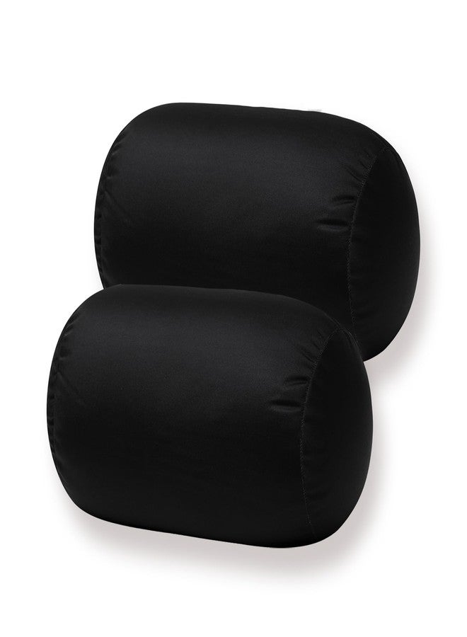 Focustree Squishy Microbead Bean Neck Pillow 2Pcs Bolster Tube Body Pillow for Sleeping Smooth Cool Touch Fabric Neck & Back Support Throw Travel Pillow Fun Colors (Dark Black 2Pcs) - Image 1