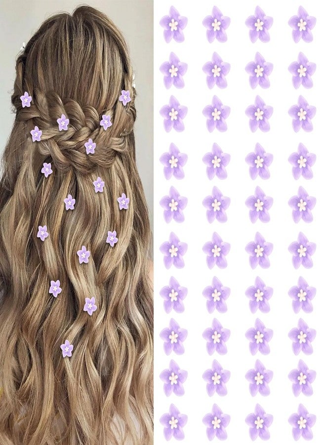 YISSION 40 Pcs Purple Mini Flower Hair Clips Cute Hair Pins Small Floral Hair Clips Lily Flower Clips for Hair Wedding Hair Barrettes Bridal Hair Accessories for Girls Women - Image 1