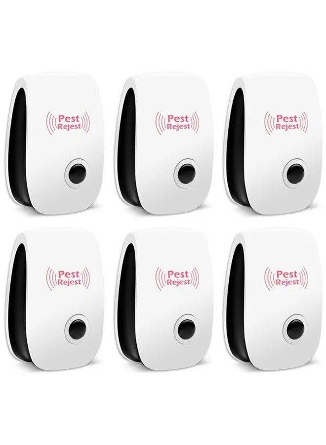 Taimi 6Pcs PEST REJECT Ultrasonic Pest Repeller to Repel Rats, Cockroach, Mosquito, Home Pest and Rodent Repelling Aid for Mosquito, Cockroaches Ants Spider Insect Pest Control Electric Pest Repelling White - Image 1