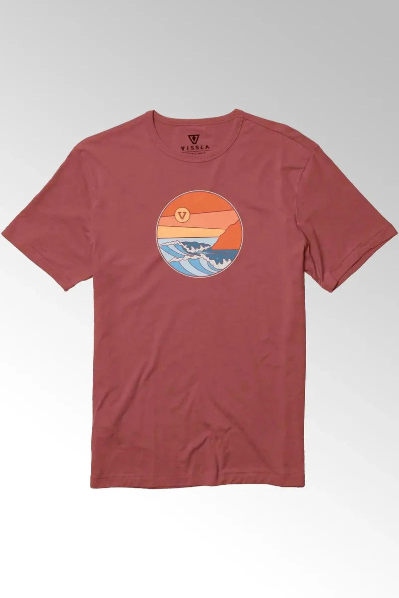 Vissla Heavy Sets Organic Cotton Tee Dark Rusty Red