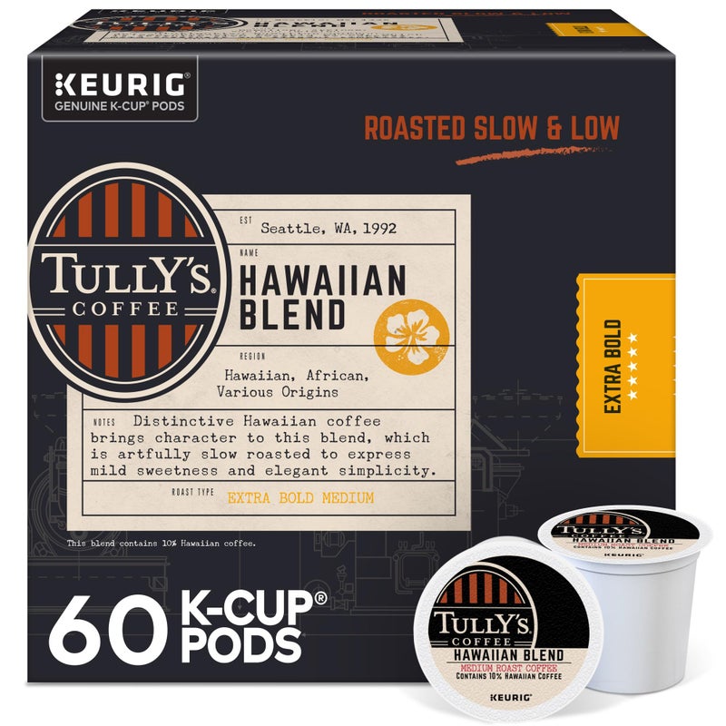 Tully's Coffee Hawaiian Blend, Keurig Single Serve K-Cup Pods, Medium Roast, 60 Count, (6 Packs of 10) - Image 1