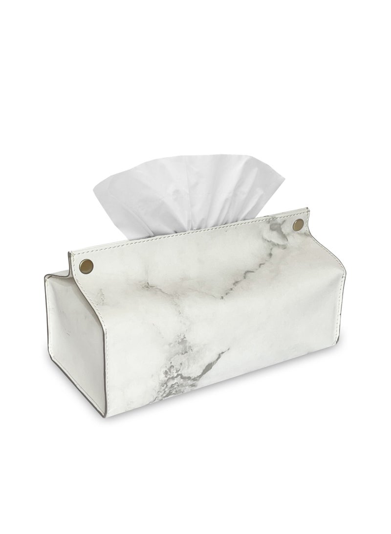 LeArt Leather Tissue Box Holder – Tissue Box Holder for Home Decorations for Living Room, Bedroom and Office | Tissue Box Cover | Car Tissue Holder | Tissue Box Cover for Car (Marble)  - Image 1