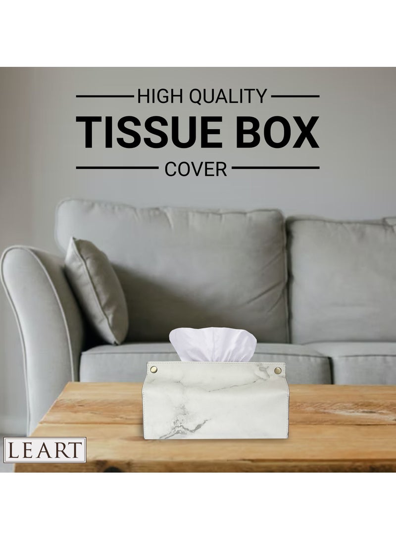 LeArt Leather Tissue Box Holder – Tissue Box Holder for Home Decorations for Living Room, Bedroom and Office | Tissue Box Cover | Car Tissue Holder | Tissue Box Cover for Car (Marble)  - Image 4