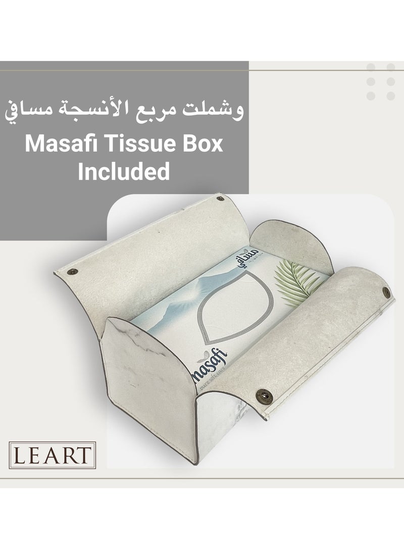 LeArt Leather Tissue Box Holder – Tissue Box Holder for Home Decorations for Living Room, Bedroom and Office | Tissue Box Cover | Car Tissue Holder | Tissue Box Cover for Car (Marble)  - Image 3