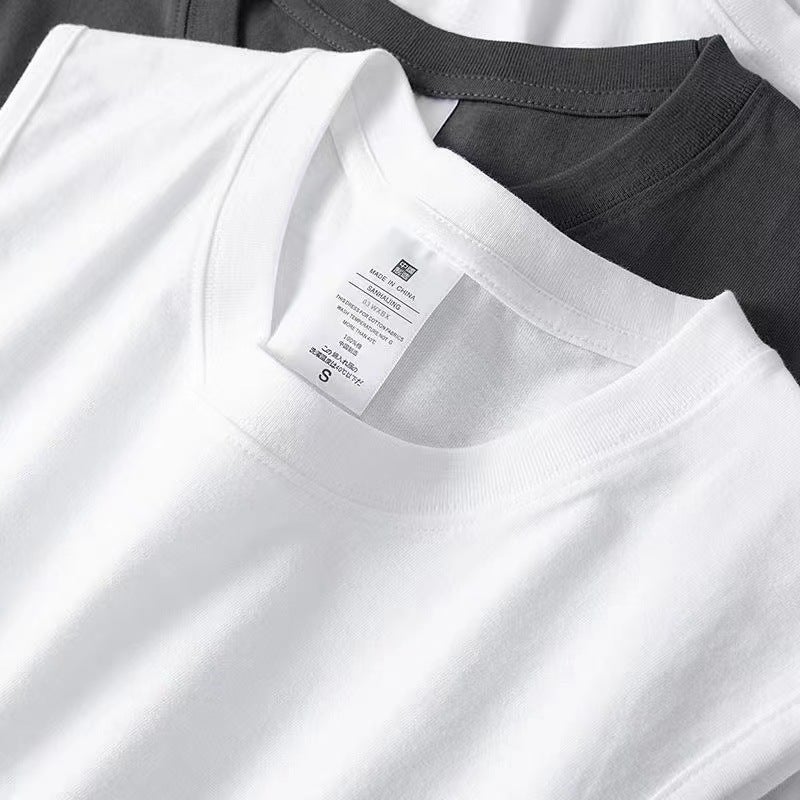 Men'S 230G Cotton Summer Sports Vest White Loose Round Neck Sleeveless Tt Shirt Wide Shoulder Cotton Sweatshirt - Image 5