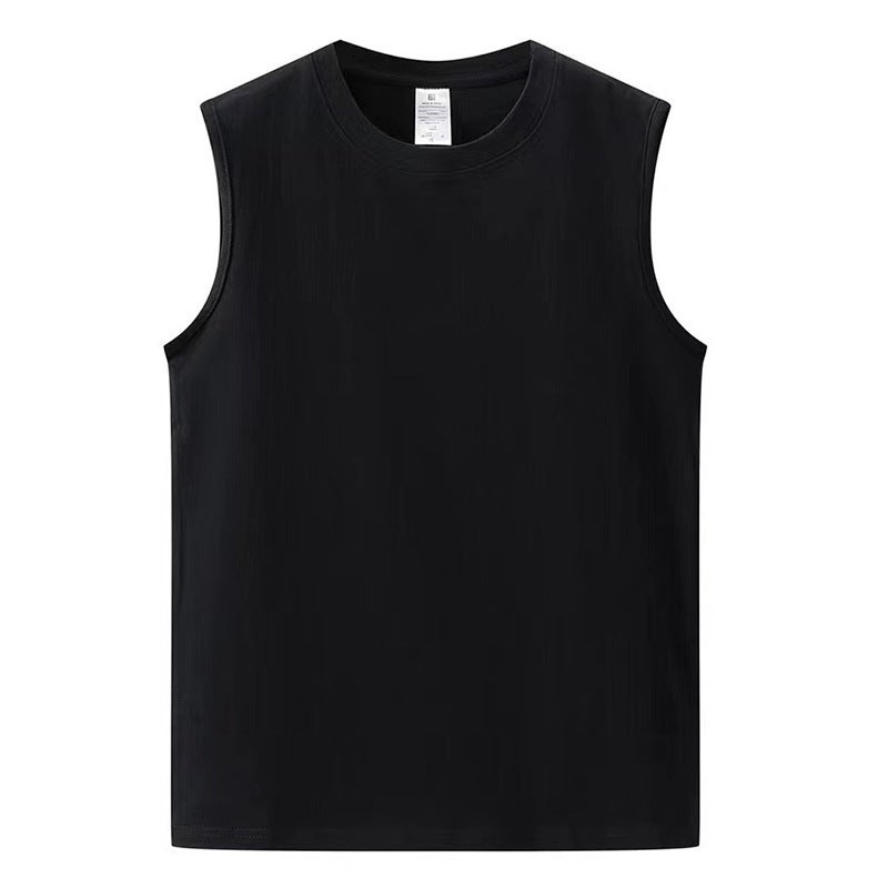 Men'S 230G Cotton Summer Sports Vest White Loose Round Neck Sleeveless Tt Shirt Wide Shoulder Cotton Sweatshirt - Image 1