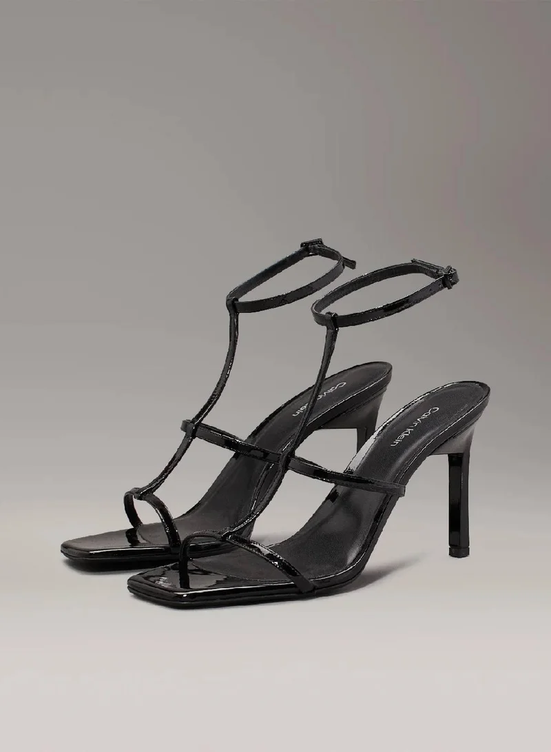 CALVIN KLEIN Leather Heeled Gladiator Sandals