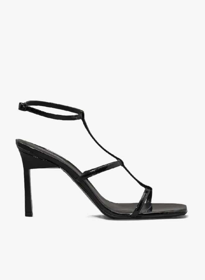 CALVIN KLEIN Leather Heeled Gladiator Sandals