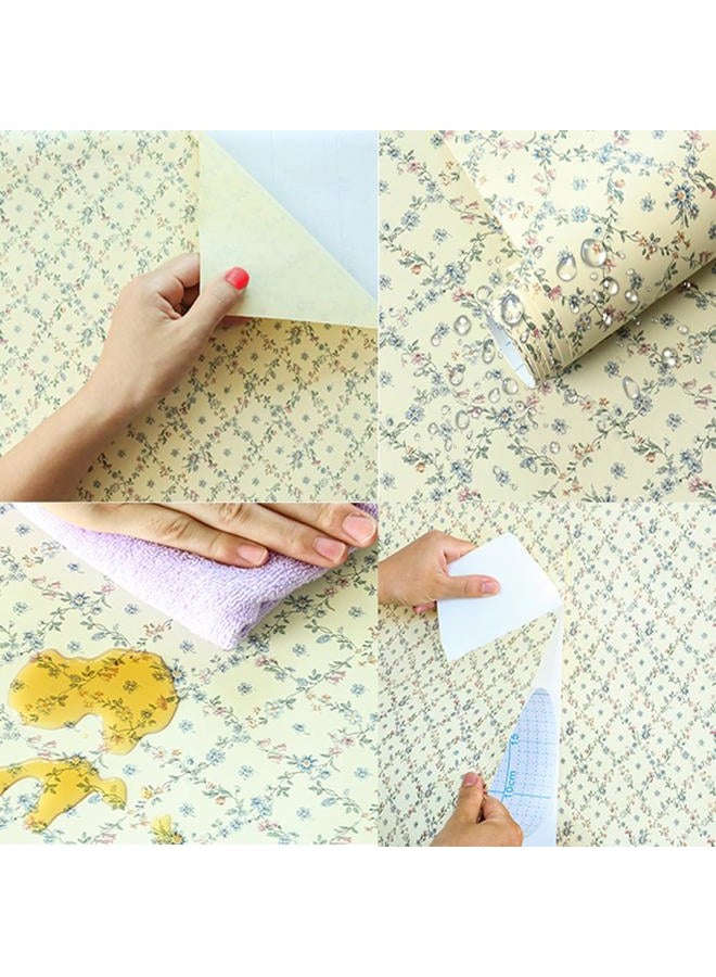 TAOGIFT Self Adhesive Yellow Floral Shelf Liner Contact Paper for Dresser Cabinets Walls Backsplash Furniture Decal 17.7x197 Inches - Image 3
