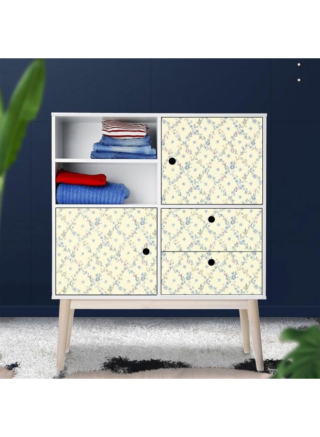 TAOGIFT Self Adhesive Yellow Floral Shelf Liner Contact Paper for Dresser Cabinets Walls Backsplash Furniture Decal 17.7x197 Inches - Image 2