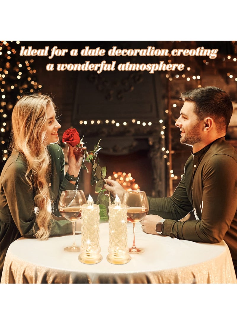 SYOSI Romantic LED Flameless Candles 4 PCS Rose Shadow Design Pillar Candles for Festival Proposals Anniversaries and Wedding Decorations Battery Operated  - Image 5