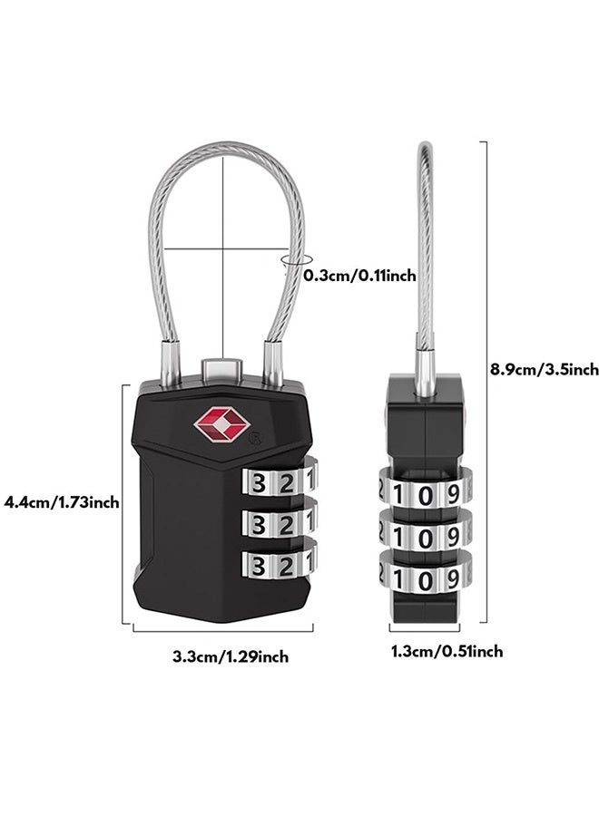 Tersely (2 Pack) TSA Luggage Locks ,Big Digit Easy Read Dials TSA Approved Cable Luggage Lock, Re-settable TSA Locks for Luggage,TSA Travel Locks for Suitcase, Backpack (Black+Silver) - Image 2