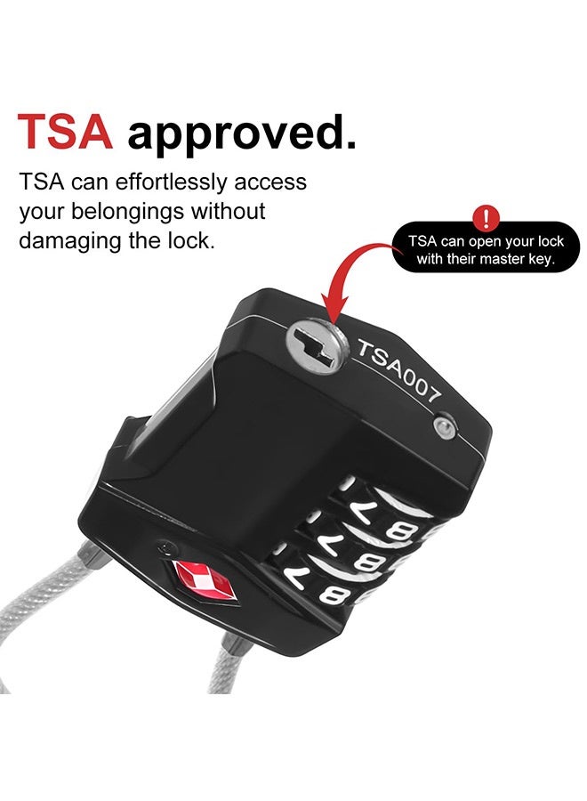 Tersely (2 Pack) TSA Luggage Locks ,Big Digit Easy Read Dials TSA Approved Cable Luggage Lock, Re-settable TSA Locks for Luggage,TSA Travel Locks for Suitcase, Backpack (Black+Silver) - Image 5