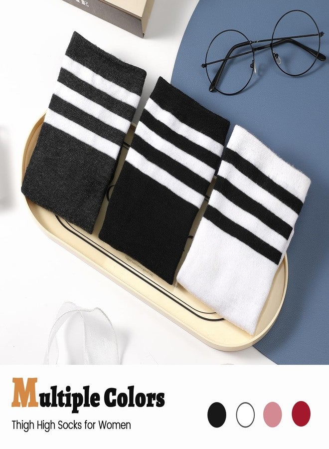 Pleneal 3 Pairs Thigh High Socks for Women Knit Warm Over Knee High Socks Leg Warmers Long Boot Sock - Image 5
