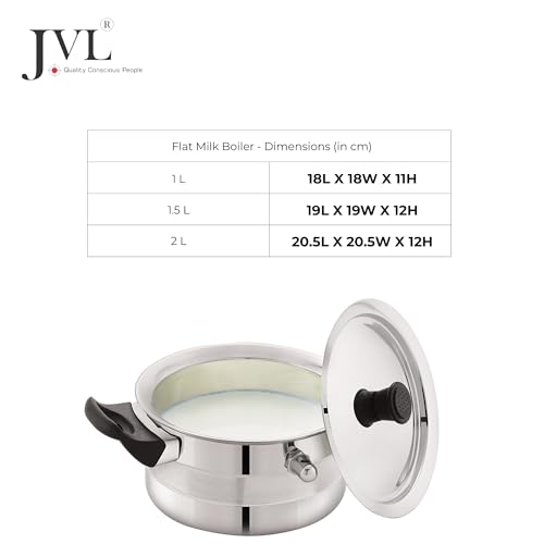 JVL Stainless Steel Flat Bottom Milk Boiler Storage with Double Bakelite Handle (2L) - Image 5