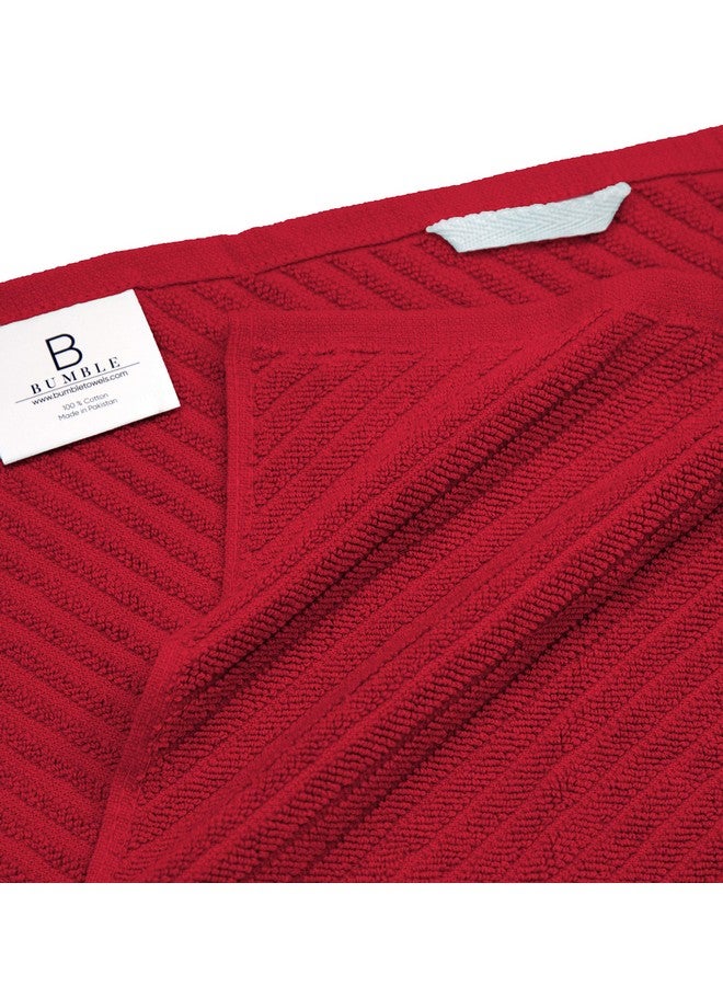 Bumble Towels Premium Kitchen Towels (16”x 25”, 6 Pack) | Large Cotton Kitchen Hand Towels | Dish Towels | Diagonal Weave Design | 445 GSM Highly Absorbent Tea Towels Set with Hanging Loop | Red - Image 4