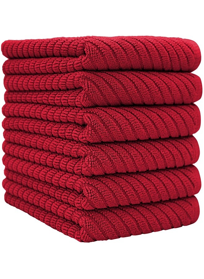 Bumble Towels Premium Kitchen Towels (16”x 25”, 6 Pack) | Large Cotton Kitchen Hand Towels | Dish Towels | Diagonal Weave Design | 445 GSM Highly Absorbent Tea Towels Set with Hanging Loop | Red - Image 2