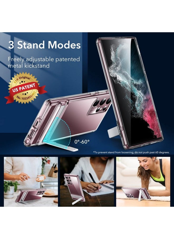 ESR ESR for Samsung Galaxy S22 Ultra Case with Adjustable Stand, Military-Grade Drop Protection, 3 Stand Modes, TPU, Supports Wireless Charging, Slim Patented Metal Kickstand Phone Back Cover, Clear  - Image 3