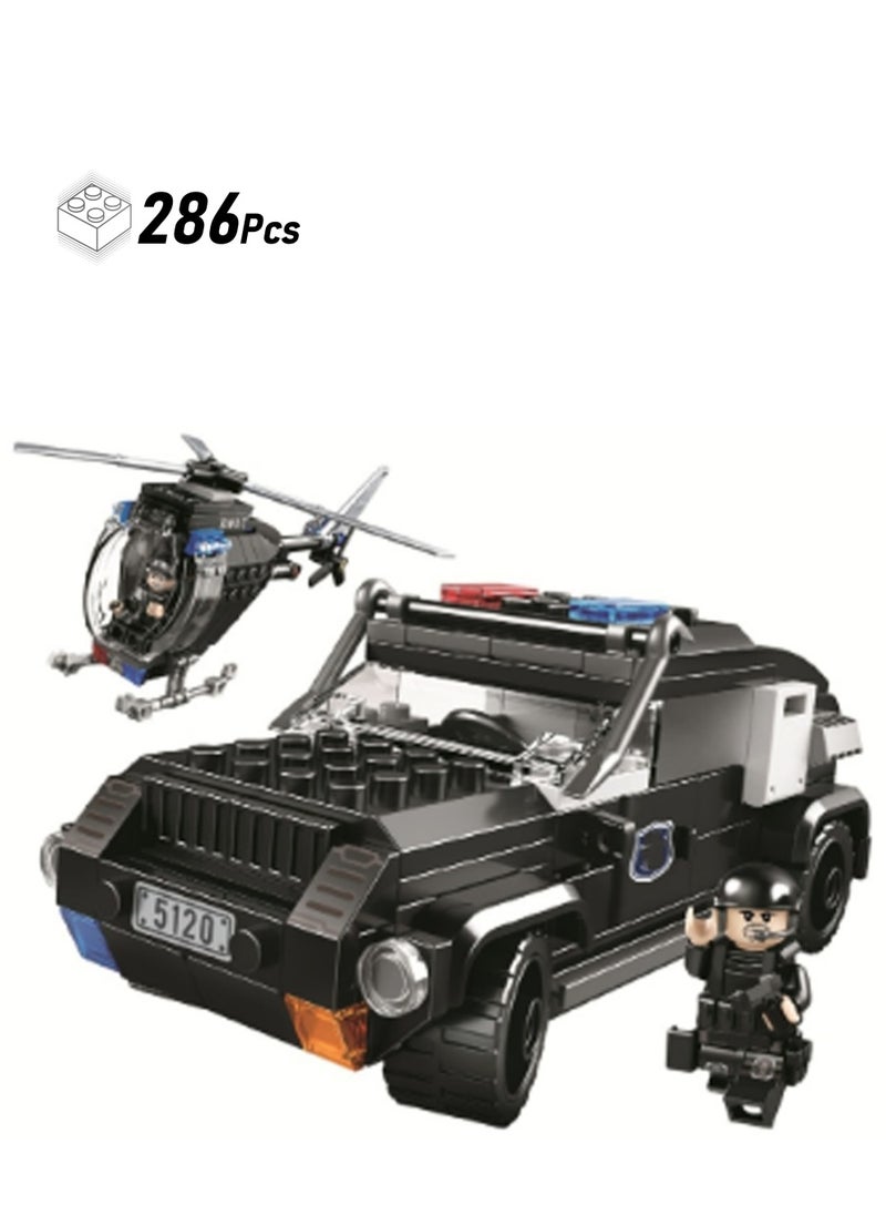 286 Pieces Police Car Jeep Model Set Building Blocks Creative DIY Simulation Collection Building Assembling Toys Children Adult Home Decoration  - Image 1
