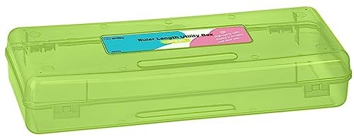 Enday Pencil Box Green, Storage Organizer Utility Box, Multipurpose Long Ruler Length School Office Supplies Plastic Pencil Case for Kids & Adults Available in Red, Pink, Grey, Purple, Blue, 1PK - Image 1