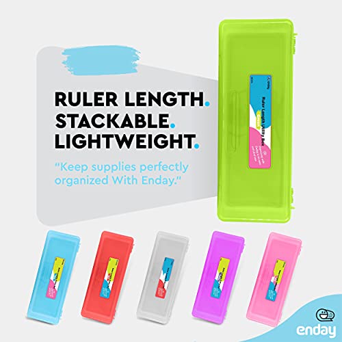 Enday Pencil Box Green, Storage Organizer Utility Box, Multipurpose Long Ruler Length School Office Supplies Plastic Pencil Case for Kids & Adults Available in Red, Pink, Grey, Purple, Blue, 1PK - Image 4
