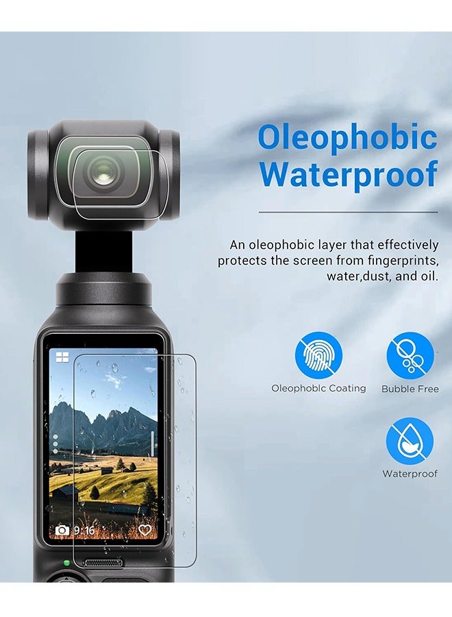[مجموعتان من 4 قطع] واقي شاشة لـ DJI Osmo Pocket 3، طبقة من الزجاج المقوى 9H لحماية الشاشة الكاملة، كاميرا العدسة الأمامية + فيلم واقي الشاشة لـ DJI Osmo Pocket3  - Image 4
