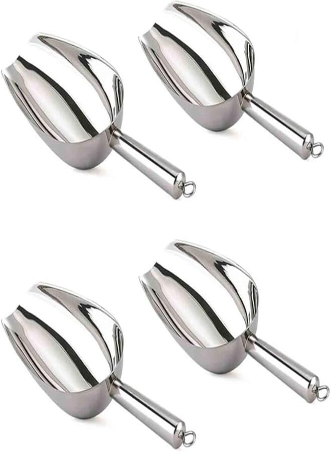 TeamFar Ice Scoops Set of 4, 3/5/8 oz Stainless Steel Ice Scoops, Perfect for Scooping Dining, Popcorn, Desserts and More, Healthy and Durable, Easy to Clean and Dishwasher Safe