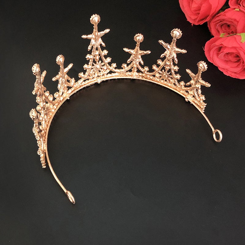 💄 إكسسوارات شعر تاج نجم مرصع بالخرز للأعراس والحفلات مصنوع من مادة متينة - Image 2