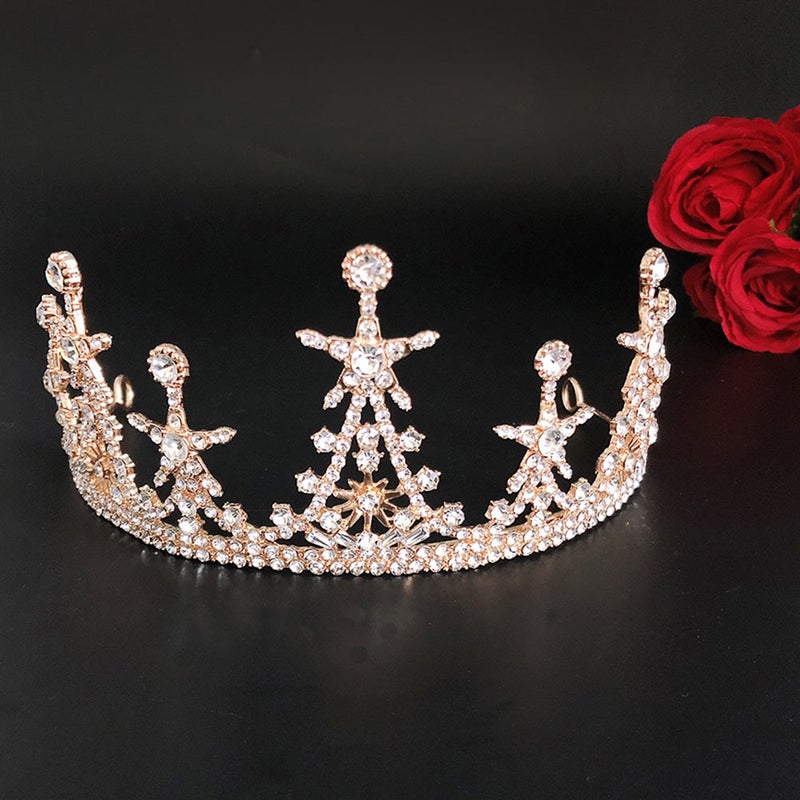 💄 إكسسوارات شعر تاج نجم مرصع بالخرز للأعراس والحفلات مصنوع من مادة متينة - Image 5
