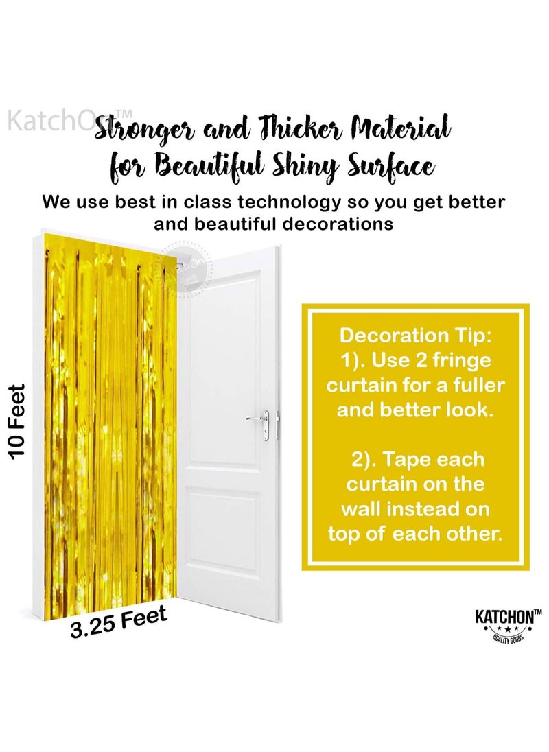 KATCHON Gold Backdrop Curtain - 3.2x8 Feet, Pack of 1 | Gold Fringe Backdrop for Golden Birthday Party Decorations | Gold Streamers For Eid Decorations  - Image 3