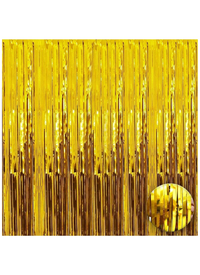 KATCHON Gold Backdrop Curtain - 3.2x8 Feet, Pack of 1 | Gold Fringe Backdrop for Golden Birthday Party Decorations | Gold Streamers For Eid Decorations  - Image 1